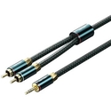Vention Audio Cable Cotton Braided 3.5mm Male to 2RCA Male 8m Green Copper Type BCSGK