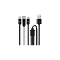 TTEC AlumiCable Trio Charge Data Cable Type C Lightning Micro USB 100cm Black