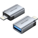 VENTION USB-A Female to Lightning Male OTG Adapter Gray Aluminum Alloy Type CUCH0