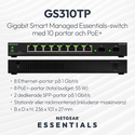 NETGEAR Network Switch 8 Port PoE Plus Smart Managed Essentials with 2 SFP Ports