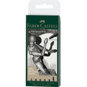 Faber Castell Pitt Artist Pen Wallet of 6 Black Pens