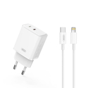 XO Universal Charger with 2 Outputs and Detachable Lightning Cable 20W White