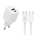 XO Charger PD20W with 2 Outputs 1xUSB-A and 1xUSB-C with Detachable USB Type-C Cable
