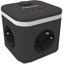 Fellowes PowerCube 3 Θέσεων με USB-A, 2x USB-C και Διακόπτη (Μαύρο)