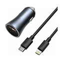 Φορτιστής Αυτοκινήτου Baseus Golden Pro Dual Quick U+C, PD 3.0, QC 4+, SCP FCP AFC (USB - Type-C 1m) Gray