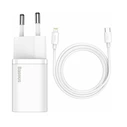 Φορτιστής Πρίζας Baseus με Θύρα USB-C και Καλώδιο Lightning 20W Power Delivery Λευκός