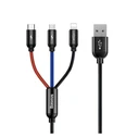Καλώδιο USB Baseus Three Primary Colors 3-in-1 Braided to Lightning / Type-C / micro 3A Μαύρο 1.2m