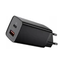 Φορτιστής Πρίζας Baseus με Θύρα USB-A και Θύρα USB-C Quick Charge 3.0 Μαύρος