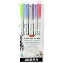 Μαρκαδόροι Zebra Mildliner Double Ended Brush Pen & Marker Bold & Fine Point 5 Pack Cool & Refined