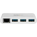 StarTech USB 3.0 Hub 4 Θυρών με σύνδεση USB-C / Ethernet Λευκό (HB30C3A1GEA)