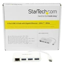 StarTech USB 3.0 Hub 4 Θυρών με σύνδεση USB-C / Ethernet Λευκό (HB30C3A1GEA)