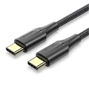 Καλώδιο USB Vention Nylon Braided Type-C to Type-C 3A 1M Black LED Type