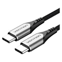 Καλώδιο USB Vention Nylon Braided Type-C to Type-C 3A/PD 60W 1.5M Gray Aluminum