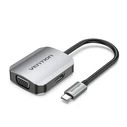 Αντάπτορας USB Vention Type-C to HDMI/VGA Converter 0.15M Gray Aluminum Alloy Type (TDIHB)