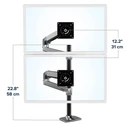 Ergotron LX Dual Stacking Επιτραπέζια Βάση για 2 Οθόνες έως 40" Ασημί (45-549-026)