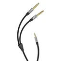 VENTION Audio Cable Cotton Braided TRS 3.5mm Male to 2x 6.5mm Male 1m Gray Aluminum Alloy Type BARHF