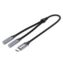VENTION Audio Adapter Cable 3.5mm Female to 2 RCA Female 0.3 m Gray Aluminum Alloy Type BCOHY