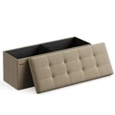 SONGMICS Foldable Storage Ottoman Bench 110 x 38 x 38 cm Camel Brown
