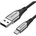 USB Cable VENTION Cotton Braided USB 2.0 A Male to Micro-B Male 3A Cable 1.5M Gray Aluminum Alloy Type