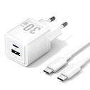 VENTION Φορτιστής GaN 2 Θυρών USB C C 45W 45W με Καλώδιο USB C σε USB C 5A 1M EU Plug Λευκό