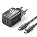 VENTION Φορτιστής GaN 2 Θυρών USB C A 30W 30W με Καλώδιο USB C σε USB C 3A 1m EU Plug Black TZ FCEB0 EU