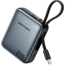 Vention 10000mAh Mini Power Bank (USB-C + USB-C) with Built-in USB-C Cable 35W Gray Universal Type (FHEN0-TY) (VENFHEN0-TY)