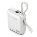 Vention 10000mAh Mini Power Bank (USB-C + USB-C/Lightning) with Built-in USB-C and Lightning Cables 45W Beige (FKMN0) (VENFKMN0)