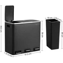 Songmics Triple Pedal Bin Stainless Steel with Soft Close 54 L Black