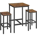 VASAGLE Σετ τραπεζιού μπαρ με δύο καρέκλες Καφέ
