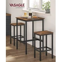 VASAGLE Σετ τραπεζιού μπαρ με δύο καρέκλες Καφέ