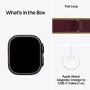 Apple Watch Ultra 4 Titanium 49mm (Black Titanium με Burgundy Trail Loop - M/L)