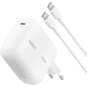 Belkin Φορτιστής GaN με Θύρα USB-C και Καλώδιο USB-C - USB-C 100W Power Delivery Λευκός (BOOST Charge)