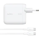 Belkin Φορτιστής GaN με Θύρα USB-C και Καλώδιο USB-C - USB-C 100W Power Delivery Λευκός (BOOST Charge)