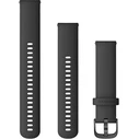Garmin Replacement Band 20mm Silicone Black with Metal Parts (MPN 010-12932-11)