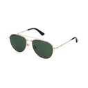 Police Men's Sunglasses Gold Metal Frame with Green Lens SPLP20 0300 (SPLP20-570300)