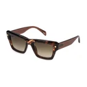 Women Sunglasses Police SPLP48-5202AD Brown Acetate Frame Gradient Mirror Lens 52/20/140 mm