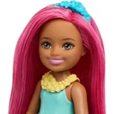 Mattel Barbie Chelsea Κούκλα με Φλοράλ Μπλε Φόρεμα και Ροζ Μαλλιά