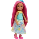 Mattel Barbie Chelsea Κούκλα με Φλοράλ Μπλε Φόρεμα και Ροζ Μαλλιά