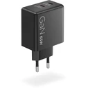 Lenovo Διπλός USB-C 65W GaN Φορτιστής/Τροφοδοτικό Μαύρο με USB-C Καλώδιο 1,5m