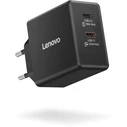 Lenovo Διπλός USB-C 65W GaN Φορτιστής/Τροφοδοτικό Μαύρο με USB-C Καλώδιο 1,5m