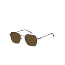 Tommy Hilfiger TH-2133-S-TI7 Men's/Unisex Sunglasses – 53/21/145, Grey Metal Frame, Brown Lenses (Cat.3, 100% UVA/UVB)