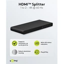 GOOBAY HDMI splitter 58481 1 σε 2 έξοδοι 4K 60Hz μαύρο