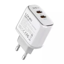 LDNIO Wall Charger A2528M with Cable 2x USB C 35W MFi White