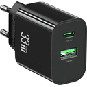 USAMS Φορτιστής Τοίχου CC317 USB USB C 33W GaN Μαύρος
