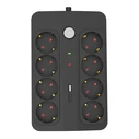 POWERTECH Surge Protected Power Strip PT-1535 8 Way with USB and USB C Ports 16A 1.5m Black