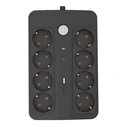 POWERTECH Surge Protected Power Strip PT-1535 8 Way with USB and USB C Ports 16A 1.5m Black