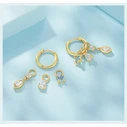 BAMOER Σκουλαρίκια Κρίκοι YIE262 με 3x Σετ Charm Κυβική Ζιρκόνια