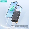 USAMS Power Bank CD221 with Display 2x Output Ports 10000mAh PPS 33W Grey