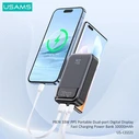 USAMS Power Bank CD221 with Display 2x Output Ports 10000mAh PPS 33W Grey