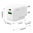 POWERTECH φορτιστής τοίχου PT-1551 USB USB C 45W GaN AVS λευκός